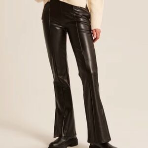 Abercrombie & Fitch Petite Small Black Vegan Leather Flare Pants